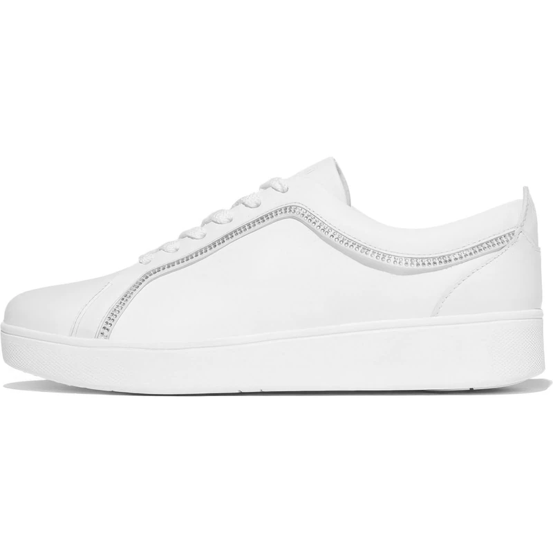 Rally Crystal-Trim Leather Sneakers Urban White
