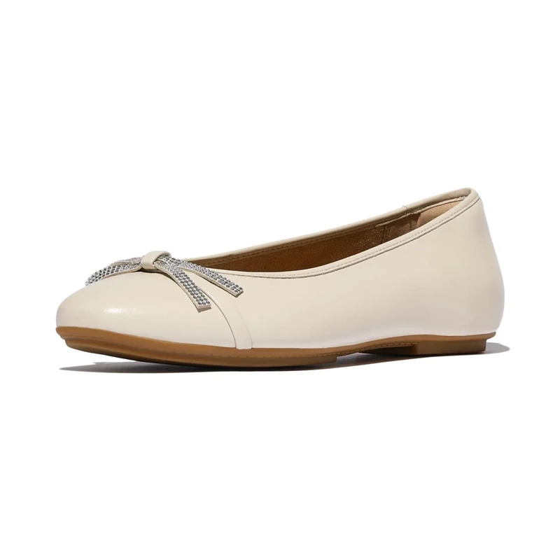 DELICATO Glitz-Bow Leather Ballet Flats