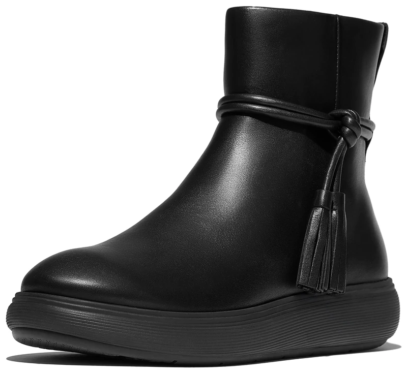 Fitflop iQ-COMFF TASSEL LEATHER SHORT BOOTS - Image 1