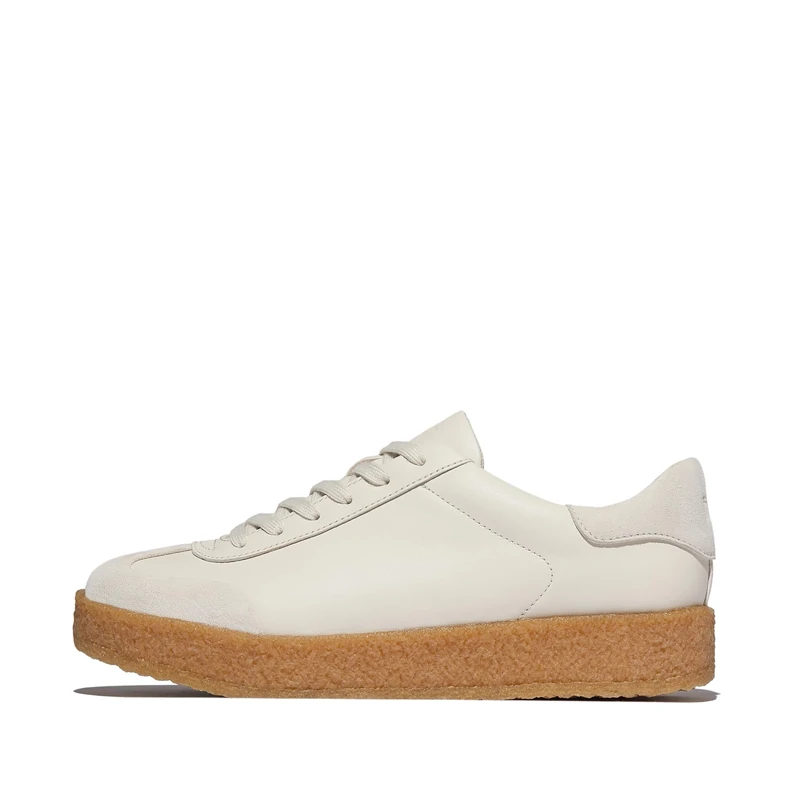 Fitflop Women's Rally T-Toe Leather/Suede Crepe Sneakers, Paris Beige, 4 UK - Image 1