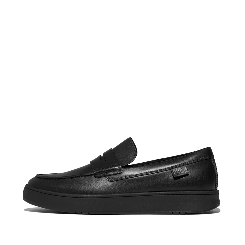 Fitflop Rally Mens Leather Penny Loafers, Black, 7 UK