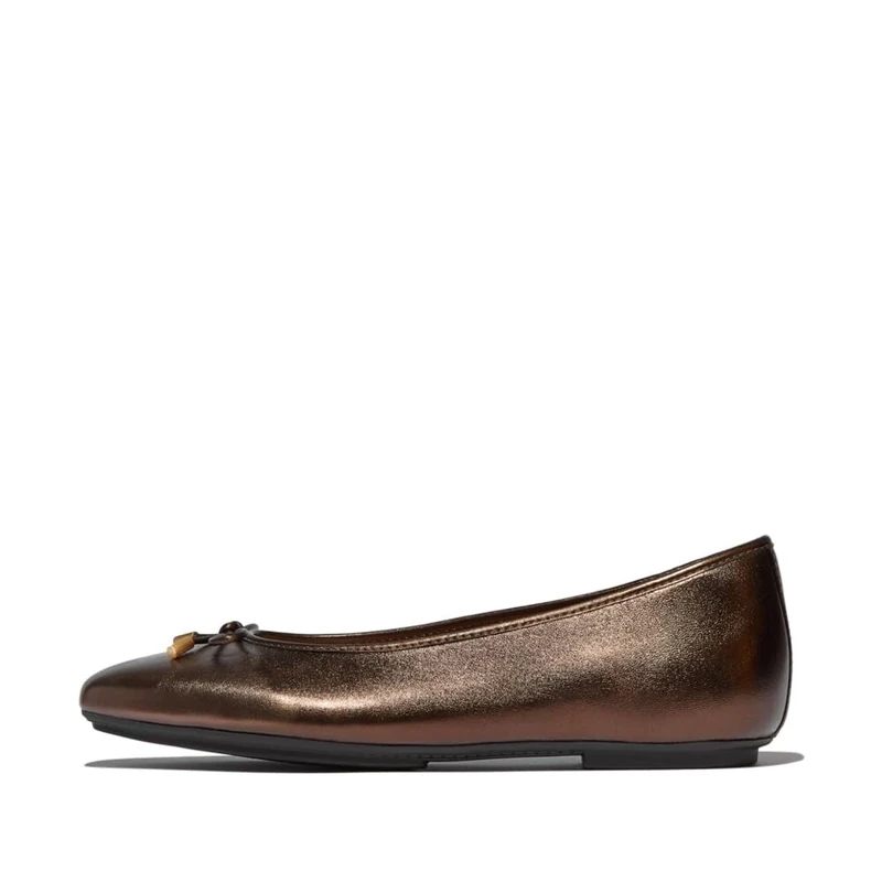 Fitflop DELICATO Bow Soft Metallic-Leather Ballet Flats