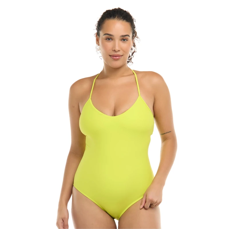 Body Glove Women's Sandbar One-Piece Swimsuit with Adjustable Tie Back Detail, Key Lime, Large