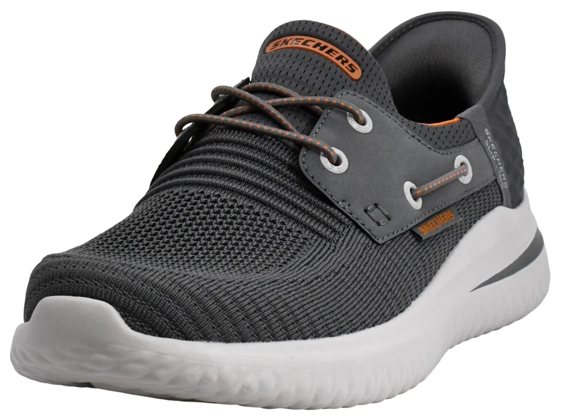 Skechers Men's Delson 3.0-Roth 210606 Low Profile Bungee Lace Slip-Ins, Charcoal/Orange, 7 UK