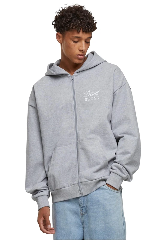 MT Upscale Mister Tee Dangerous Grounds Oversize Zip Hoodie, heather grey, S