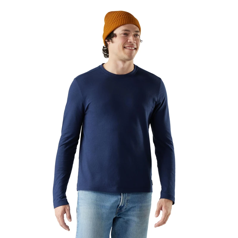 SmartWool Men's Perfect Crew Long Sleeve Shirt, Deep Navy, M