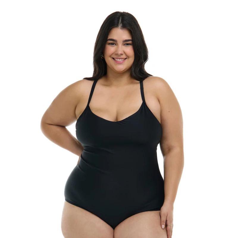 Body Glove Women's Sandbar One-Piece Swimsuit with Adjustable Tie Back Detail, Black, Large