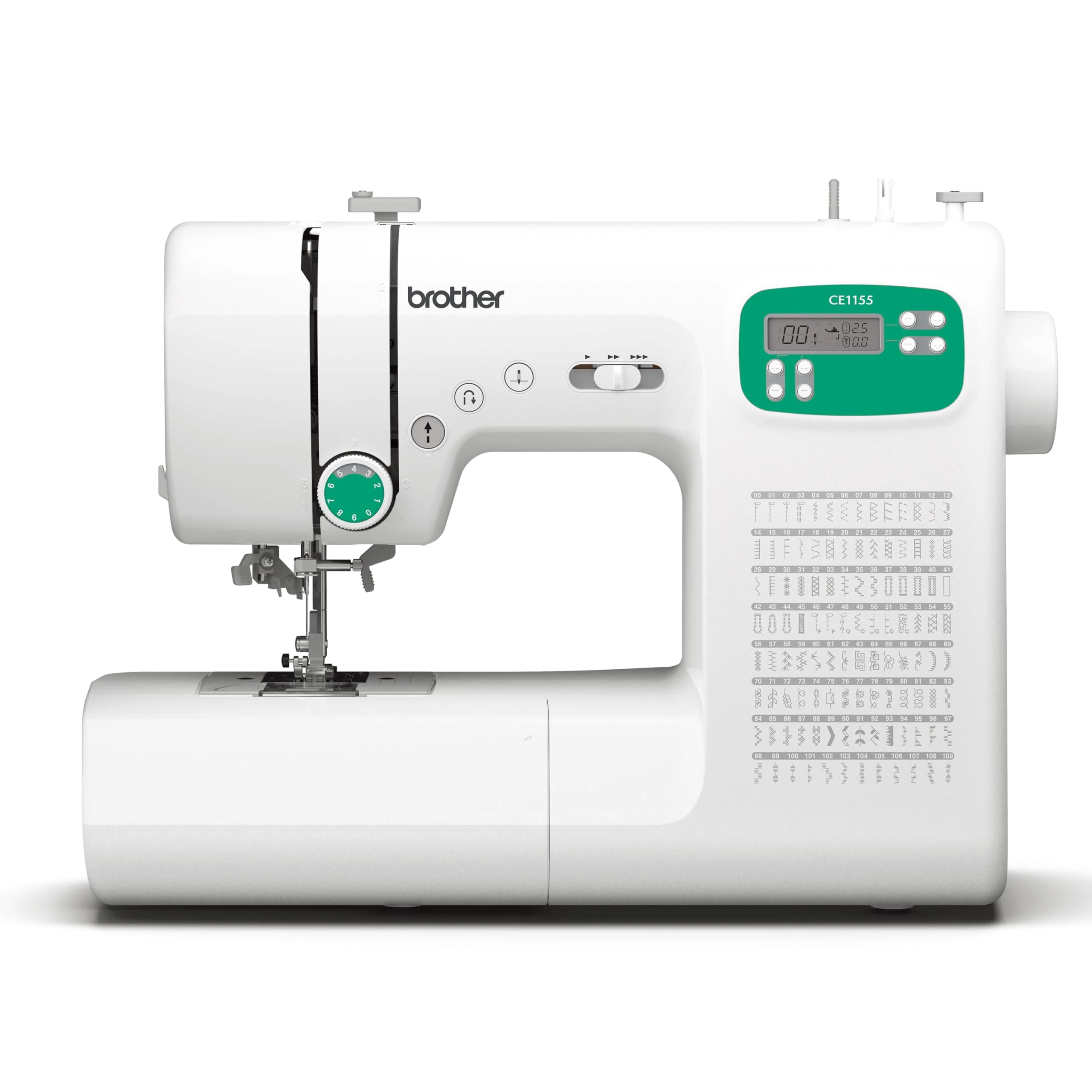 Brother CE1155 Computerized Sewing Machine, 110 Built-in Stitches, LCD Display, 7 Feet Included