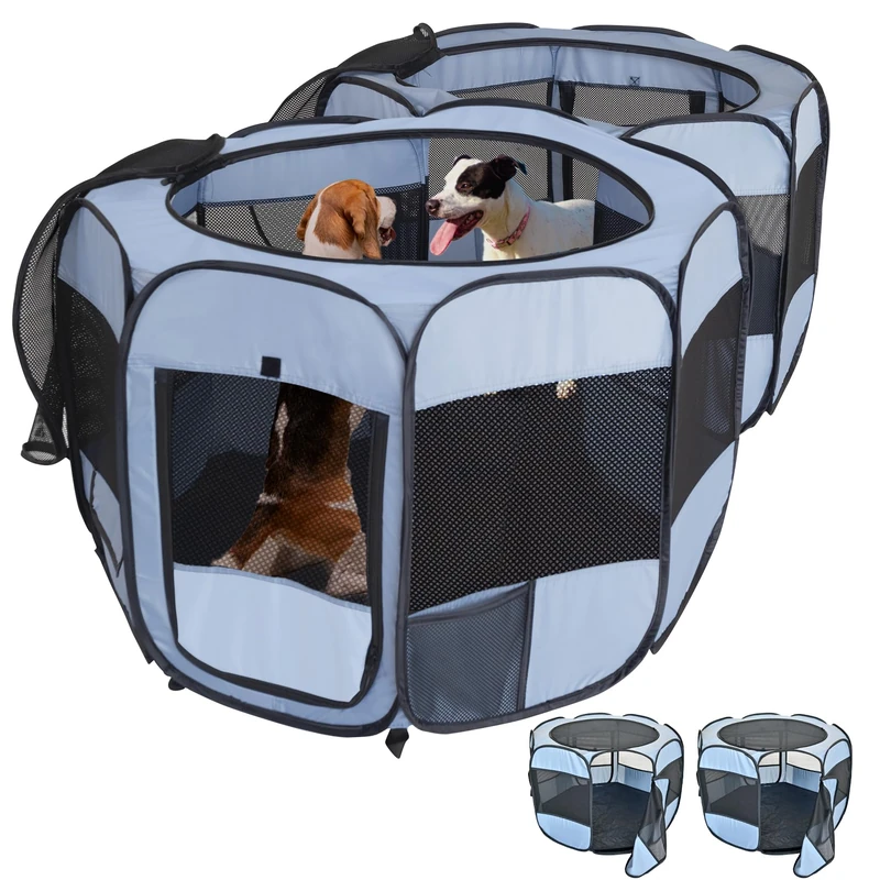 2-in-1 XLarge Cat Playpen, Detachable into 2 Separate Playpens with Additional 2 Doors, Portable Dog Playpen Cat Tent Enclosure for Kitten and Puppy Indoor Outdoor Use(L, 90"x45"x28"H)
