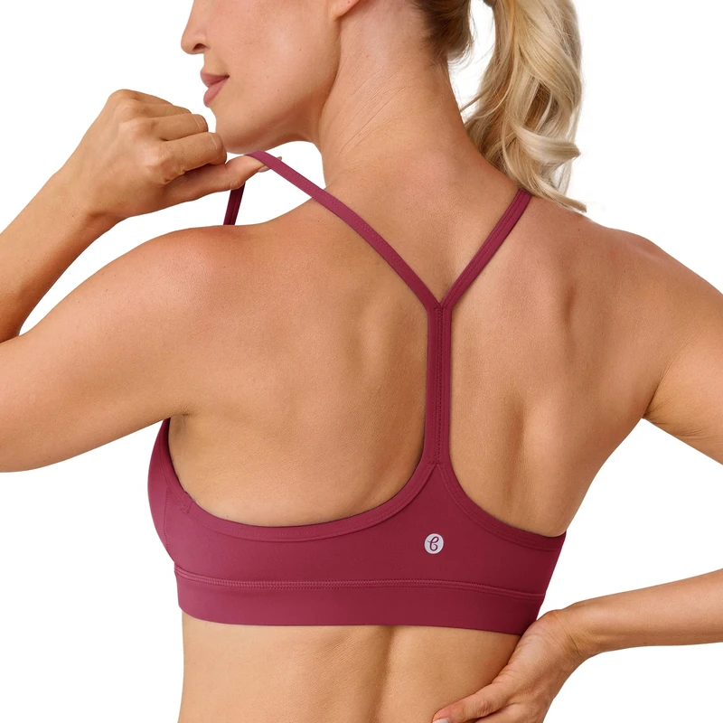 BAYDI Clouduxi Y Back Sports Bras Women - Light Support Racerback Yoga Bra, A-C Cups Garnet Rose