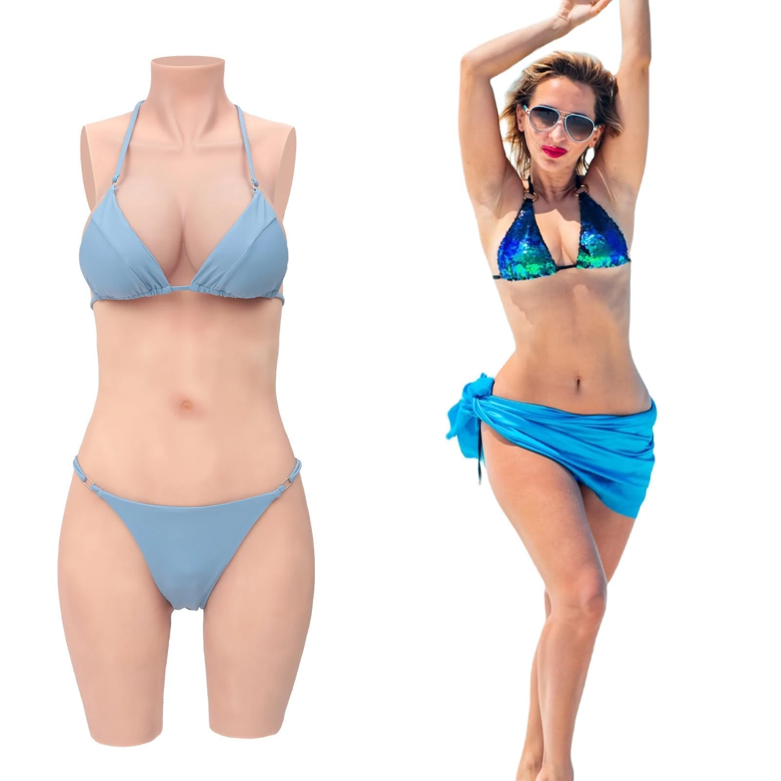 Cyomi Silicone Breast Forms Realistic Breastplate Artificial Breasts Enhancers Bodysuit for Crossdresser Transgender Drag Queen Cosplay Mastectomy (Ivory White,D Cup)