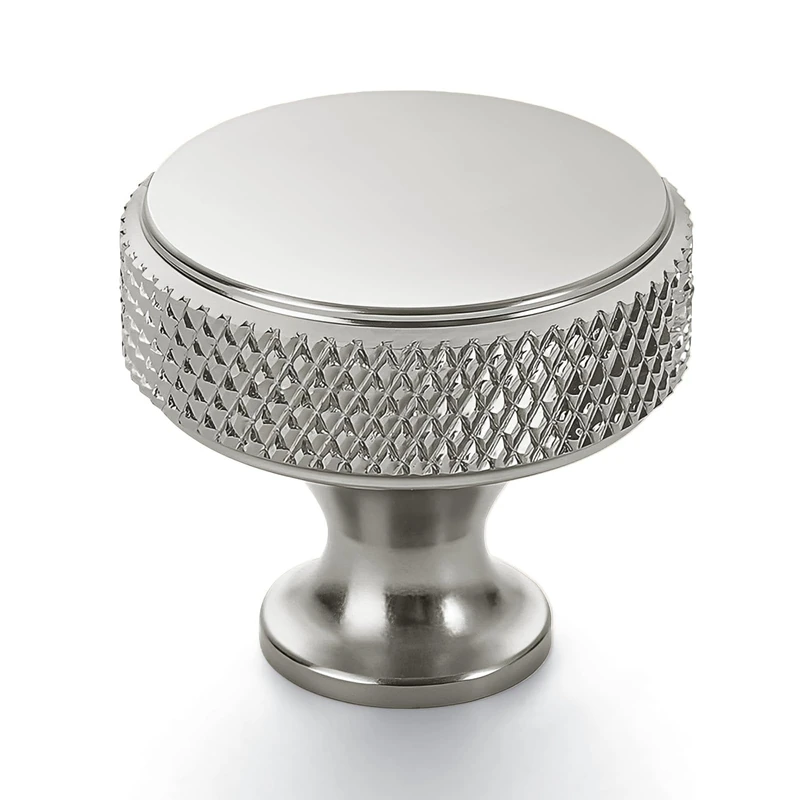 Coinkoly 30 Pack 1-1/5"(30mm) Brushed Satin Nickel Knurled Cabinet Knobs for Dresser Kitchen Knobs for Cabinets Single Hole Cabinet Pulls Hardware