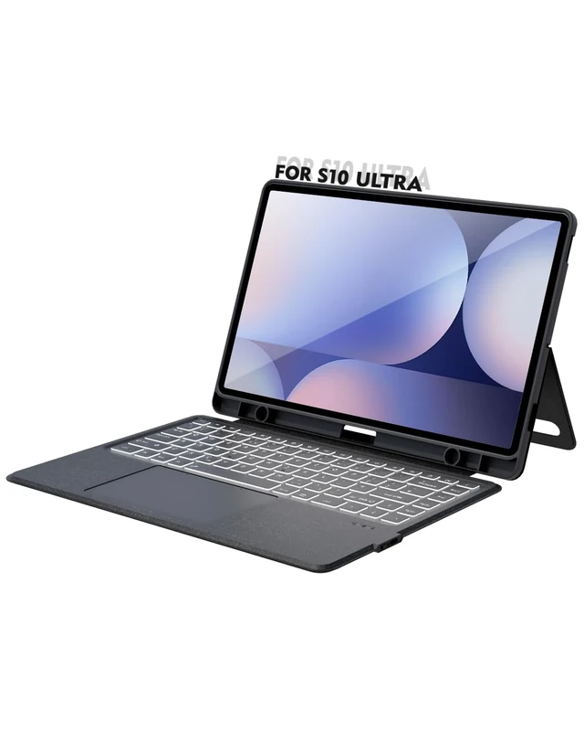 Doohoeek Keyboard Case for Samsung Galaxy S10 Ultra/S9 Ultra/S8 Ultra 14.6 Inches, Bluetooth Wireless Detachable Type Cover, Multi-Touch Trackpad & Backlit Keyboard & S Pen Holder