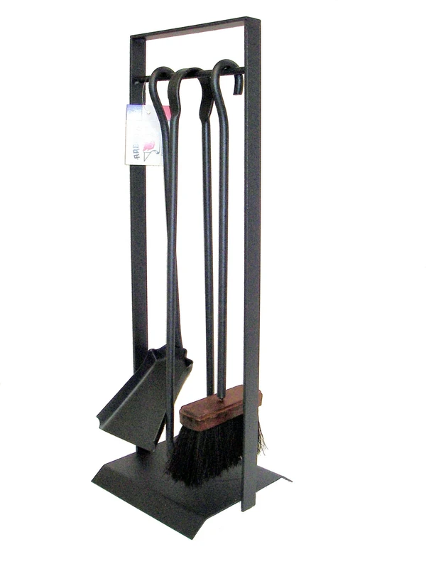 ARDUFEU - Plania Modern Fireplace Companion Set, Frosted Grey Steel, 3-Piece Set – Brush, Shovel & Tongs, Forged in France, No Assembly Required