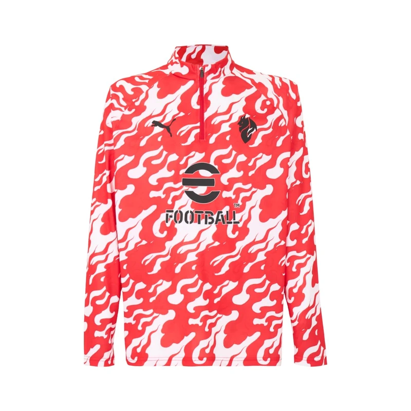 A.C. Milan - Prematch Shirt with 1/4 Zip, Pre-Match Sweatshirt, Season 2025/2026, Official Product, Adult White