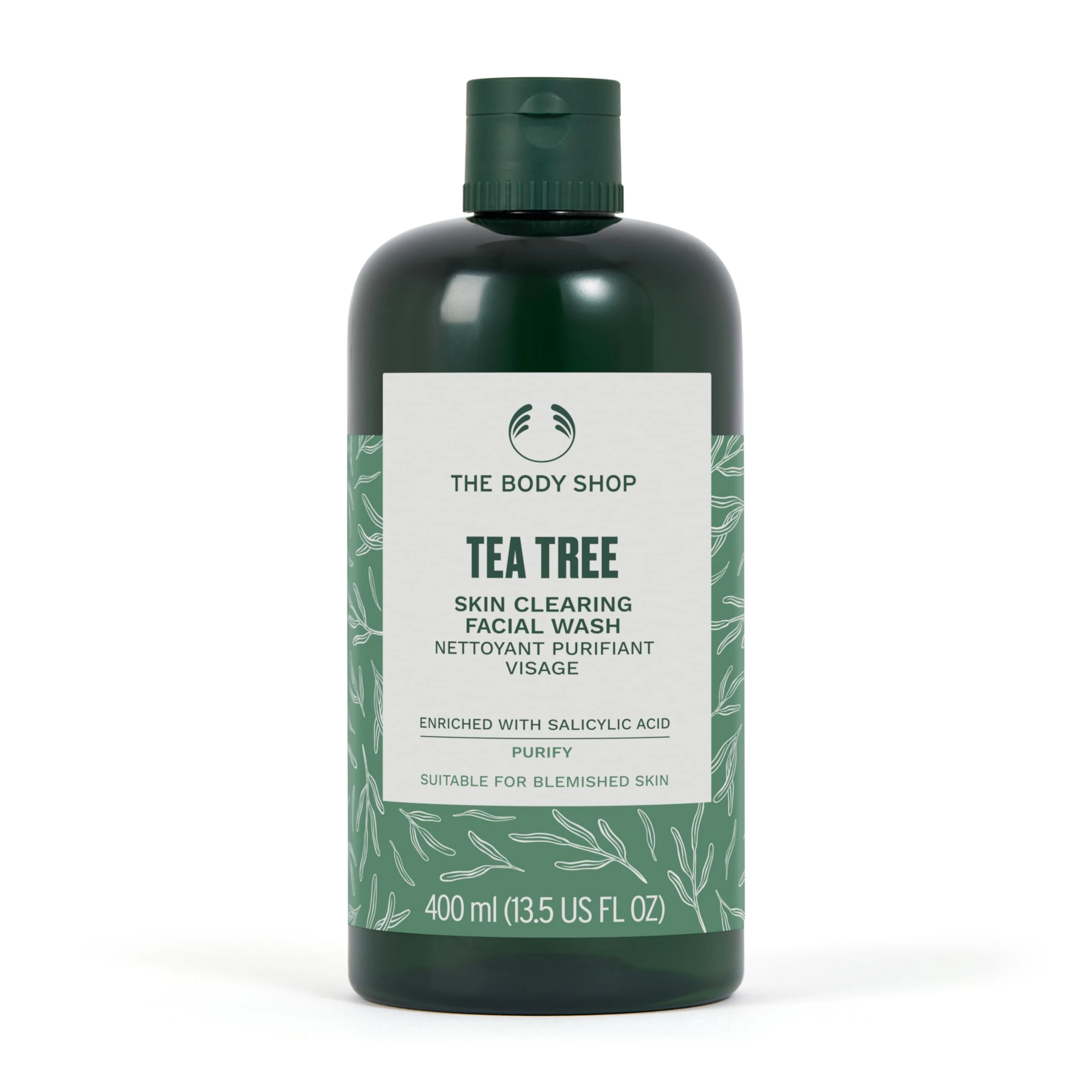 The Body Shop Tea Tree Skin Clearing Facial Wash (1x 400ml), Gel-to-Foam Face Wash for Oily & Blemish-Prone Skin, Enriched with Tea Tree Oil & Salicylic Acid
