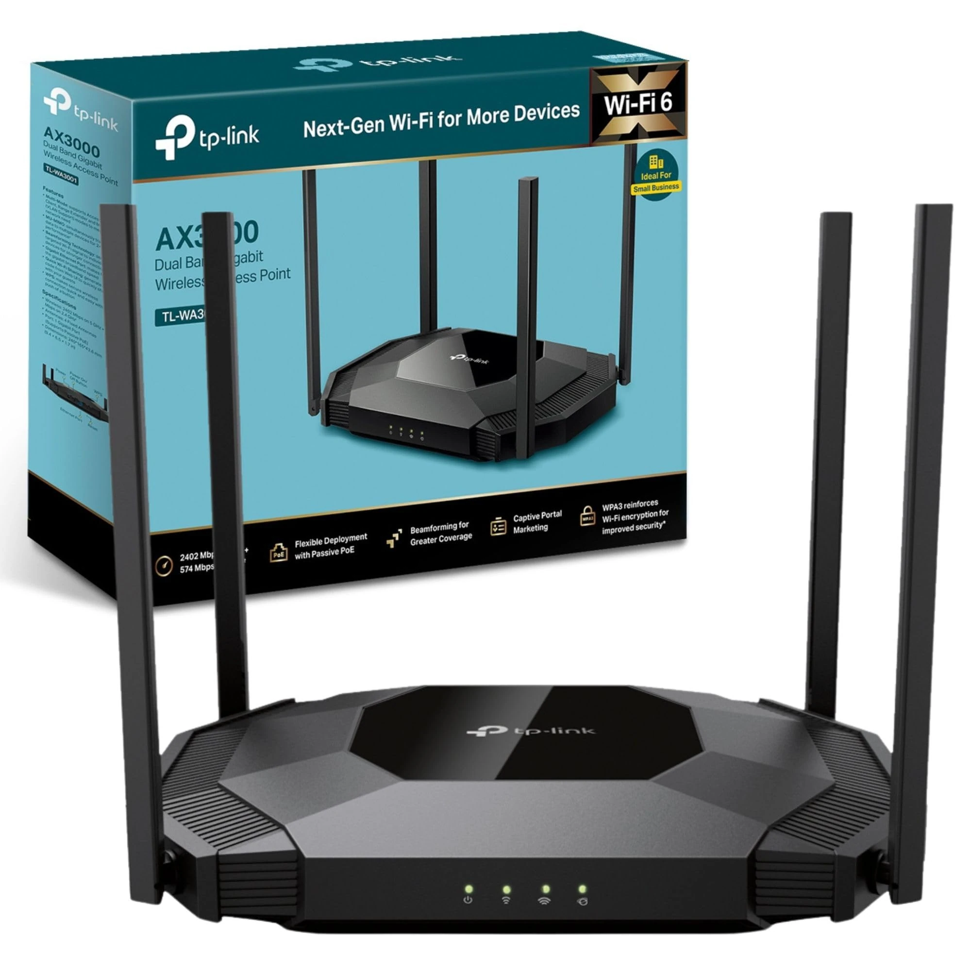 TP-Link TL-WA3001 AX3000Mbps Access Point, Wi-Fi 6 Dual Band WiFi Extender Booster, Client Mode, Ultimate Wireless Speed, WPA3 Security WiFi Extender, Beamforming Technology, Gigabit Ethernet Port