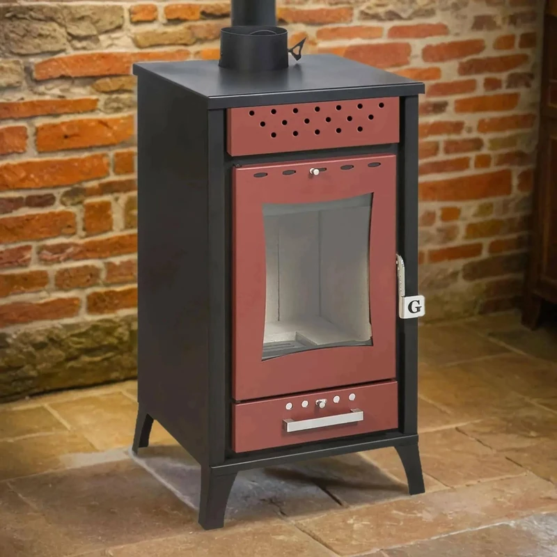 Dmora Dtavalazz Wood Stove, Wood Fireplace, Wood Fireplace, Rustic Oven, Made in Italy, 49 x 46 x 91 cm, Red