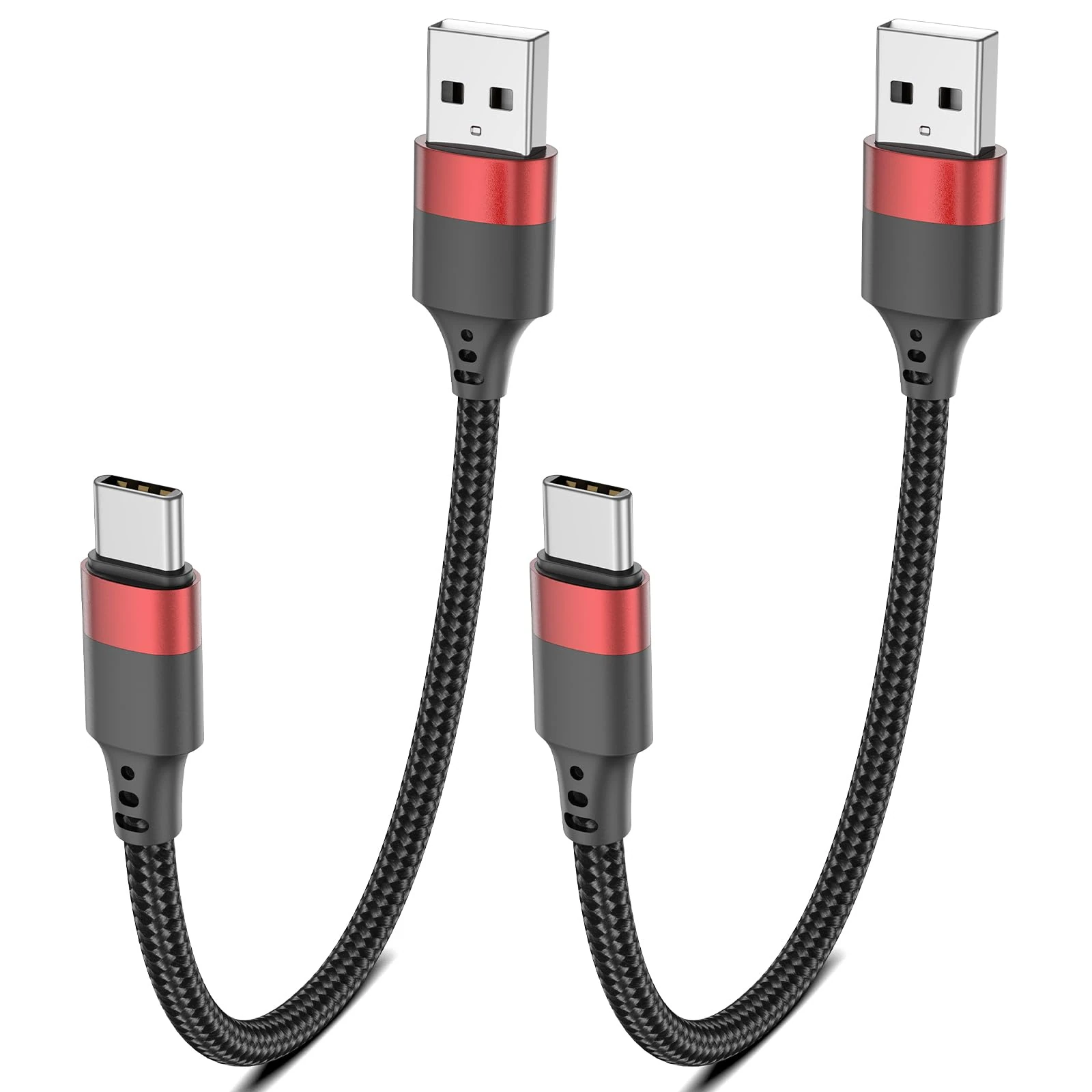 Short USB C Cable 20CM 2Pack, 0.2M USB A to USB C Cable Nylon Braided Short Type C Charger Cord Fast Charging Lead for iPhone 16 15 Samsung Galaxy S24 S23 S22 Note 20 10 A50 A20 Moto G LG