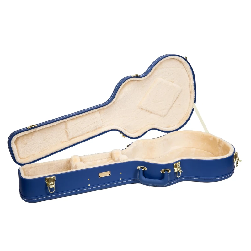 Crossrock Designer Series Wooden OM Guitar Case for Martin 000-14 Fret | Vibrant Blue Faux Leather, Beige Plush Interior, Lock – Premium Hardshell - Vibrant Blue(CRW520OMVB)