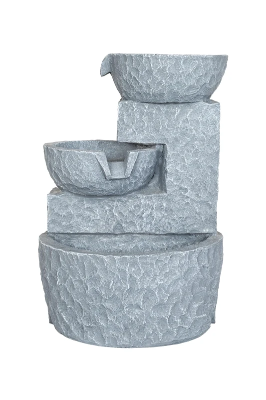 Easy Fountain Pouring Bowls Solar Water Feature, Grey