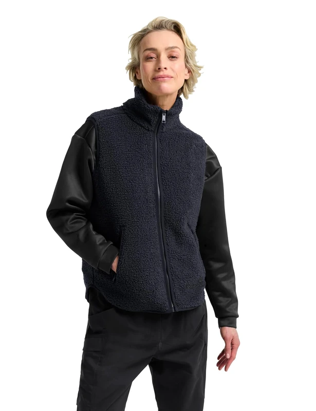 Jack Wolfskin Women's High Curl Vest W Fleece Jacket, Night Blue, XS, Dark Navy, M