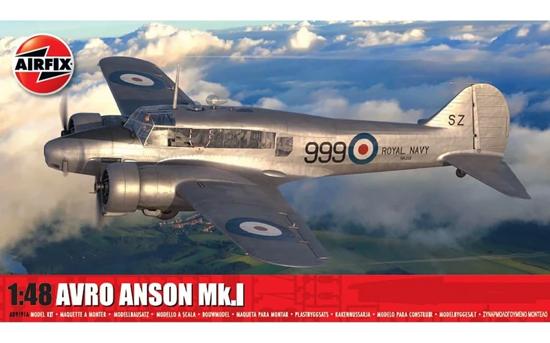 Airfix Standard Model Set - A09191A Avro Anson Mk.I Model Building Kit - Plastic Aircraft Kits for Adults & Children 8+, Includes 199 Pieces - 1:48 Scale