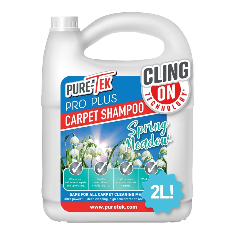 Pure Tek Carpet Cleaner Shampoo 2L - Carpet Cleaner Solution for Machines, Heavy Duty Stain Remover Liquid, Deep Cleaning Detergent to Neutralise Pet Odour & Urine Stains, Works with All Machines