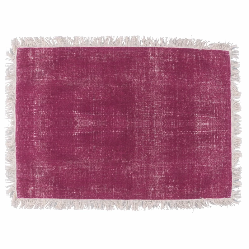 Villa d'Este Home Tivoli Set of 6 Placemats with Fringes, Polycotton, 48 x 33 cm, Burgundy, Tuareg - Image 1