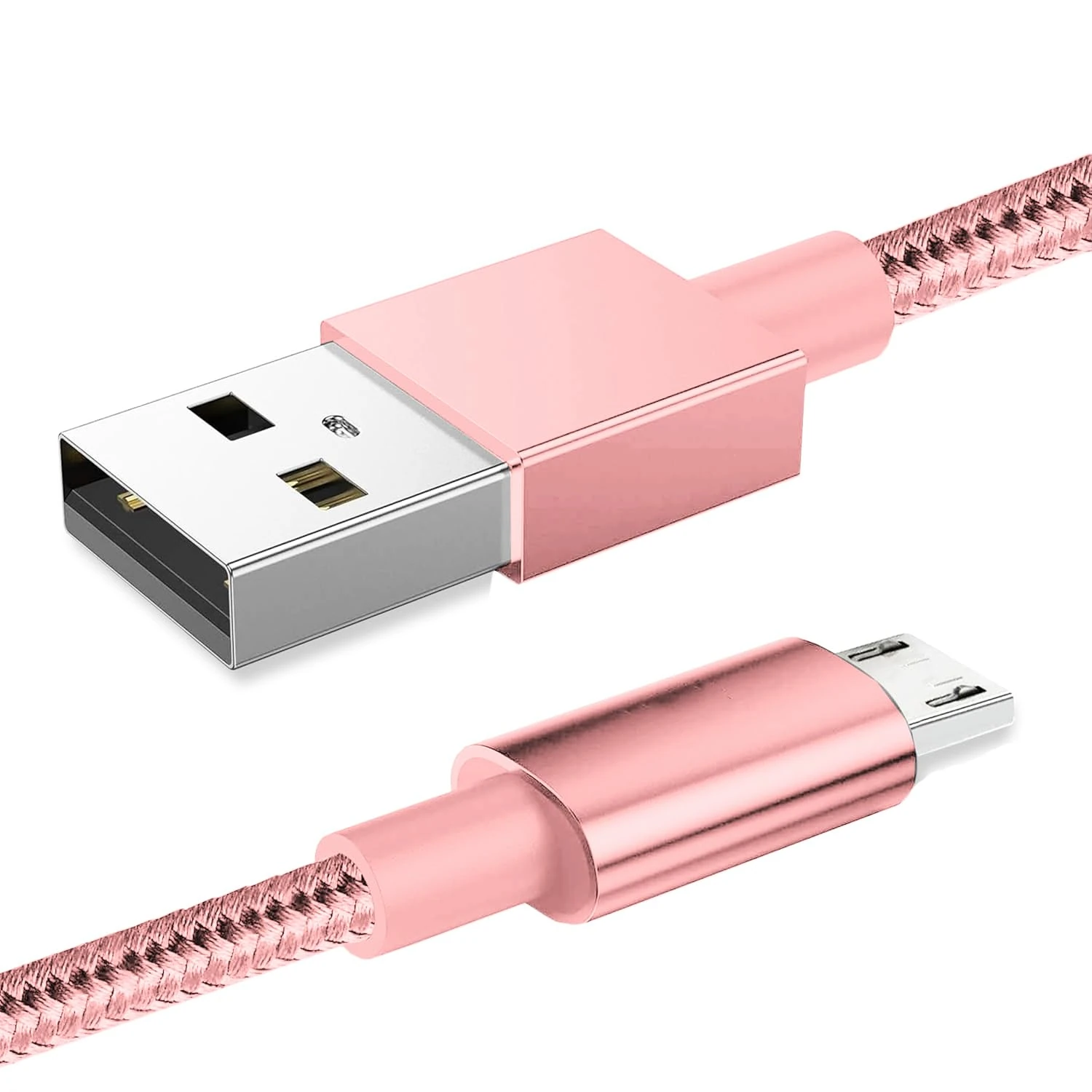 World biz Micro USB Cable, 3M Micro USB Android 3.1A Fast Charger Cable Nylon Braided USB Micro Cord Compatible for Samsung S7/S6,Kindle Fire,Tablets,PS 4 Controller, Android Devices (Rose Gold)