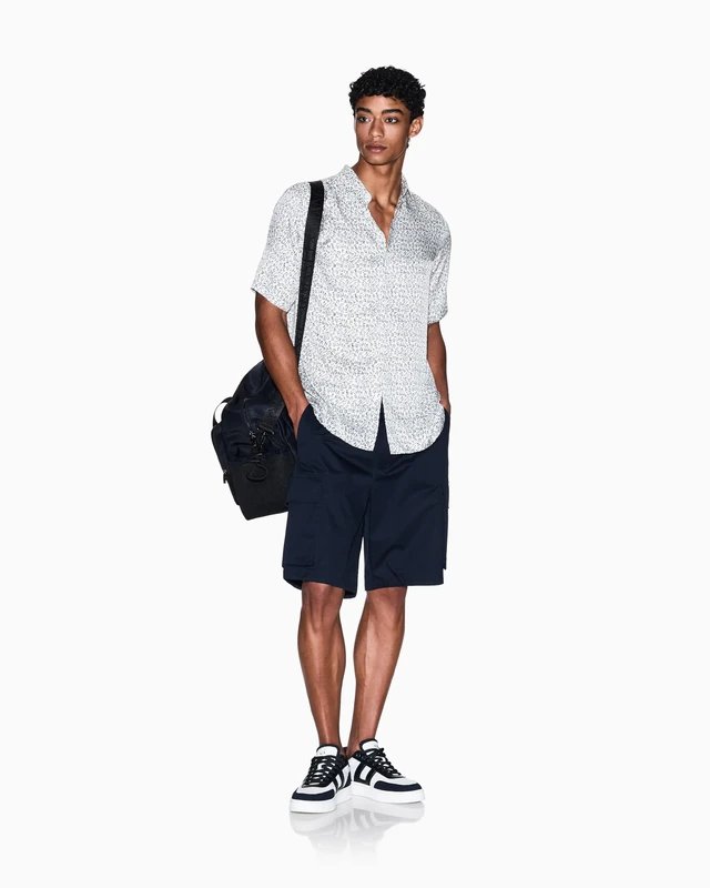 Armani Exchange Men's Essential, Covered Closure Down Side Logo Patch Trench Coat, Deep Navy, XS, deep navy, XS