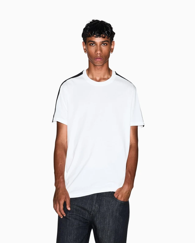 Armani Exchange Men's Essential, Short Logged Band Sleeve T-Shirt, Off White, S, Off White, S
