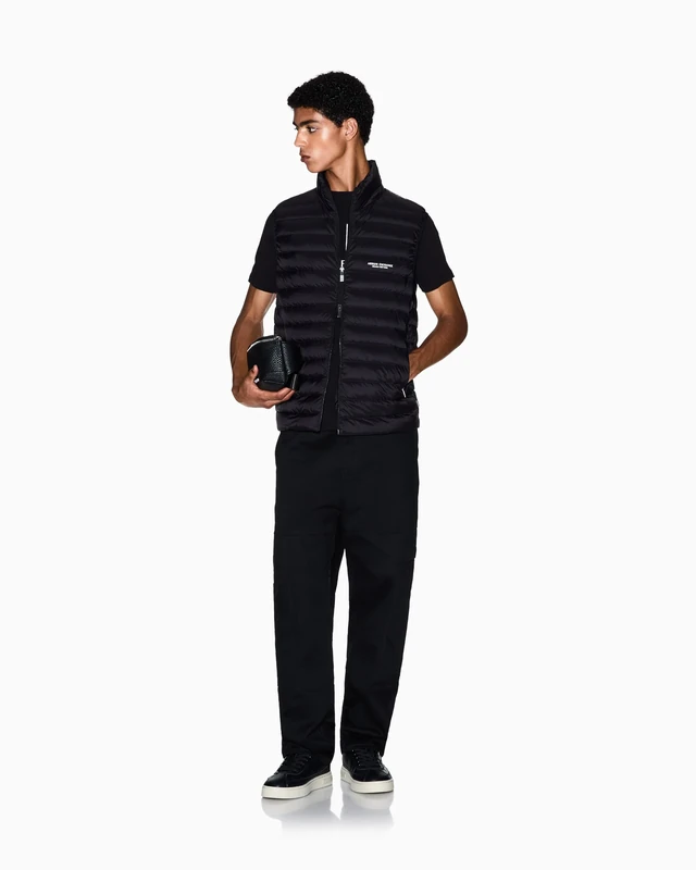 Armani Exchange Men's Essential, Removable Hood Loged Drawstring Side Logo Blouson Jacket, Black, XL