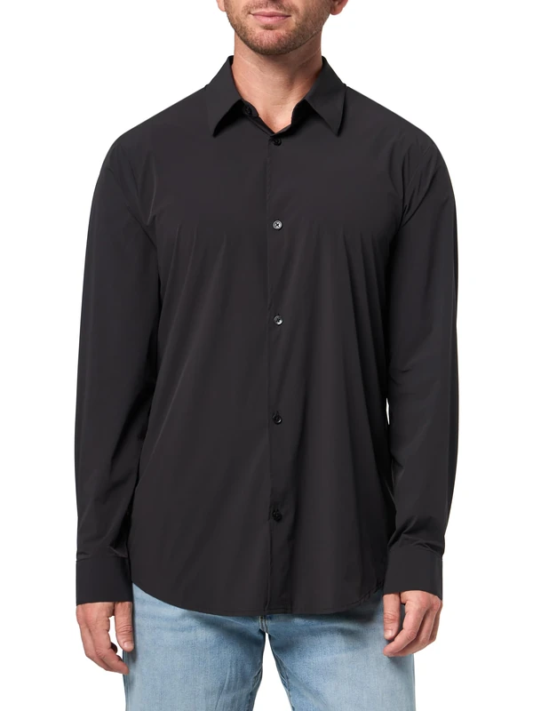 Armani Exchange Men's Essential Down Side Logo Lettering Patch Shirt, Black, XL, Black, XL