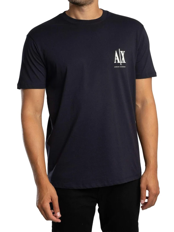 Armani Exchange Men's Short-Sleeved Side Monogram Logo T-Shirt, deep Navy, XL