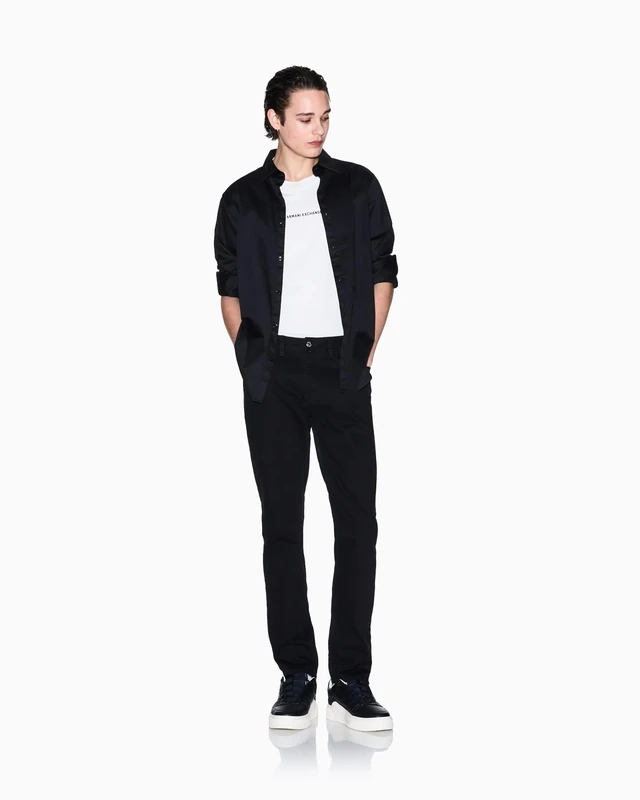 Armani Exchange Men's J14 Slim Fit Back Logo Jeans, Black, 34, Black, 24