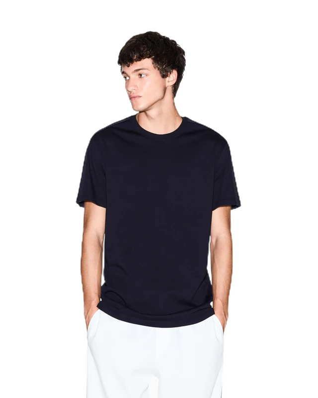 Armani Exchange Men's Essential, Short Loged Band Sleeve T-Shirt, Blue, L, deep Navy, L