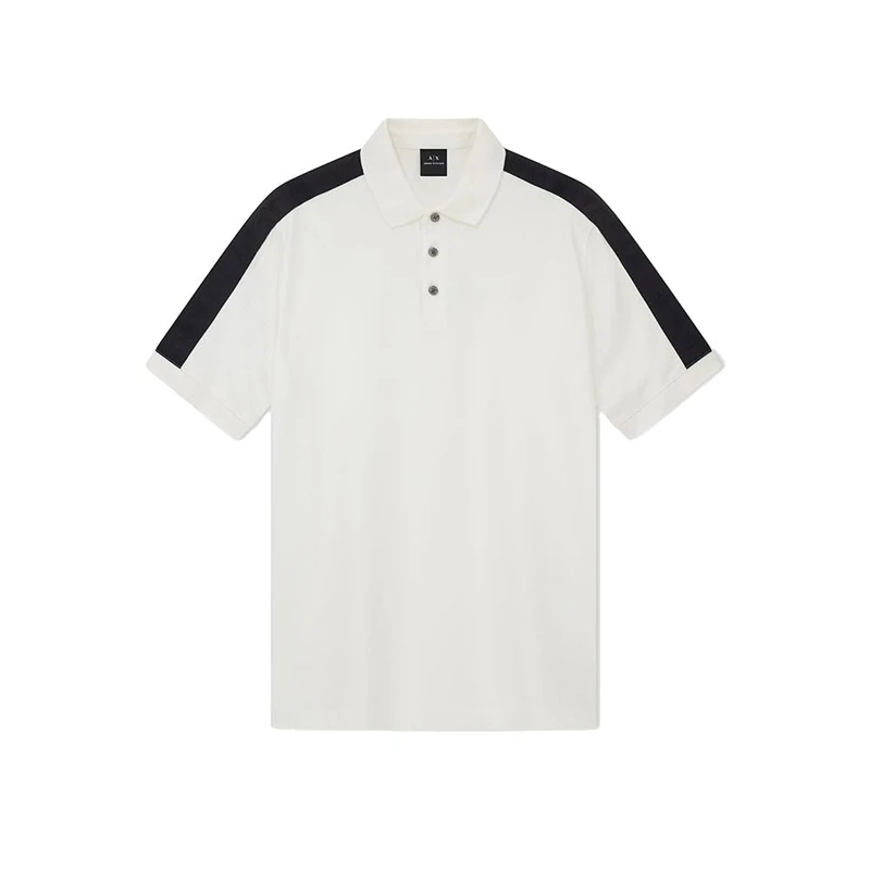Armani Exchange Men's Essential Short Banded Logo Sleeve Polo Shirt, Off White, XXL, Off White, XXL