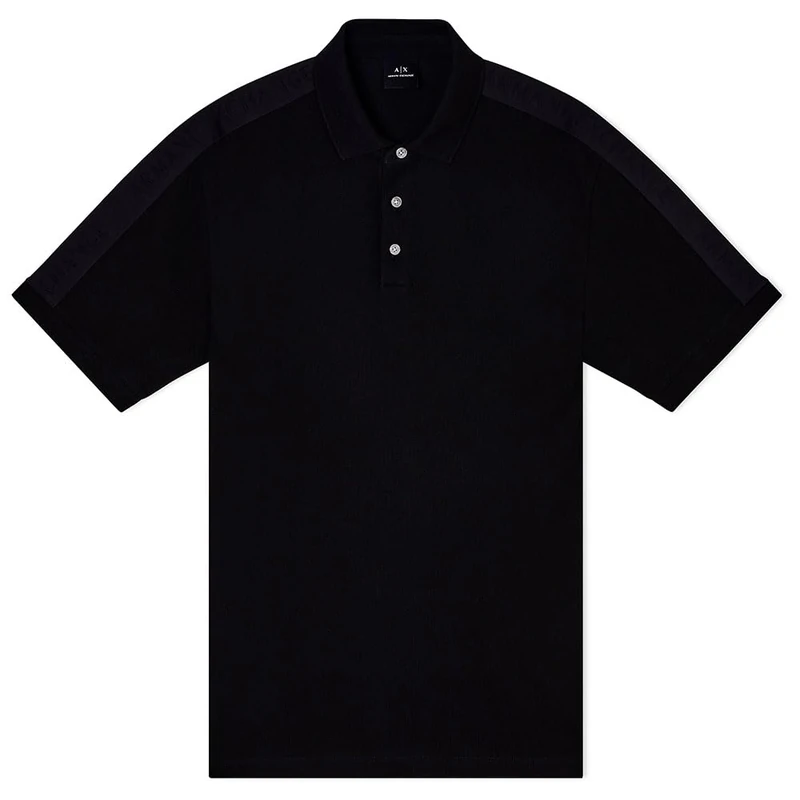 Armani Exchange Men's Essential Short Banded Logo Sleeve Polo Shirt, Black, L, Black, L