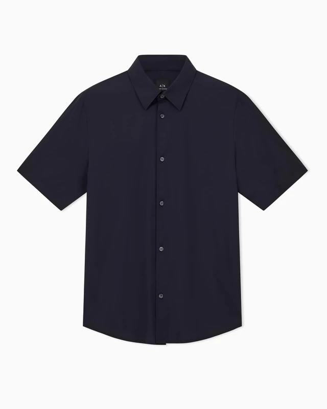 Armani Exchange Men's Essential Short Sleeve Comfort Fit Shirt, Blue, XXL, deep Navy, XXL