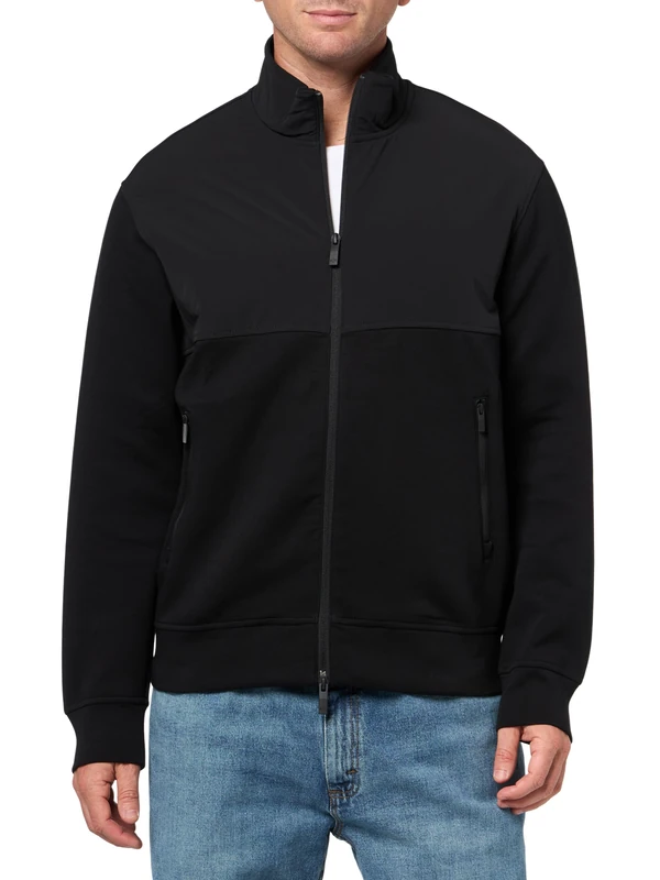 Armani Exchange Men's Essential, Long Sleeve, Contrast Top Sweatshirt, Black, XXL, black, XXL