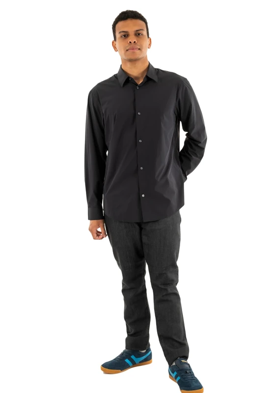 Armani Exchange Men's Essential Down Side Logo Lettering Patch Shirt, Blue, S, deep Navy, S