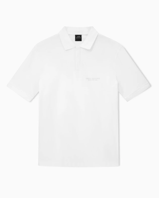 Armani Exchange Men's Essential Side Milano New York Logo Polo Shirt, Off White, M, Off White, M