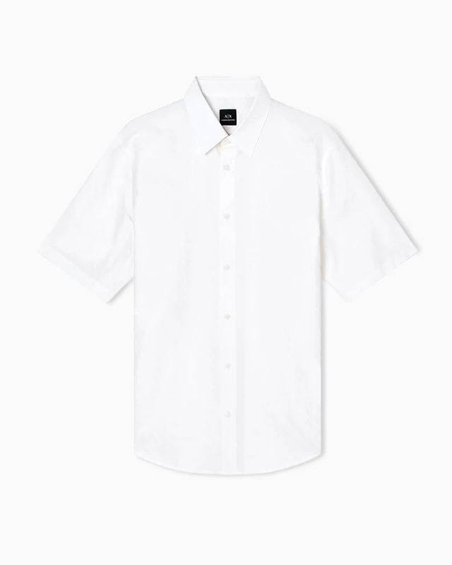 Armani Exchange Men's Essential Short Sleeve Tone on Tone Monogram Logo Texture Shirt, Off White, S, Off White, S - Image 1