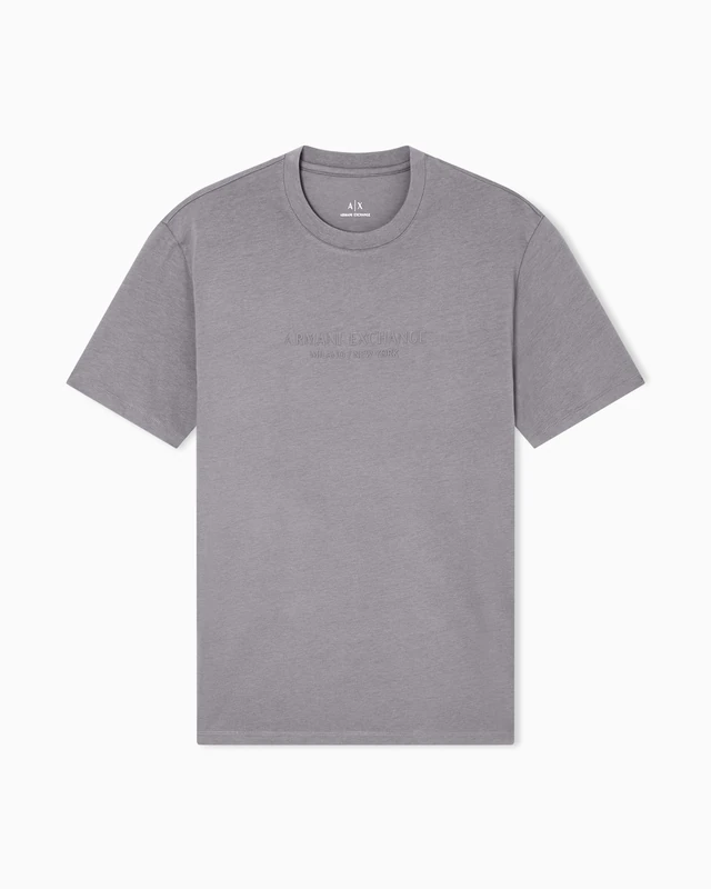 Armani Exchange Men's Short-Sleeved Front Milano New York Logo Lettering T-Shirt, Grey, S, Dark Gull Gray, S