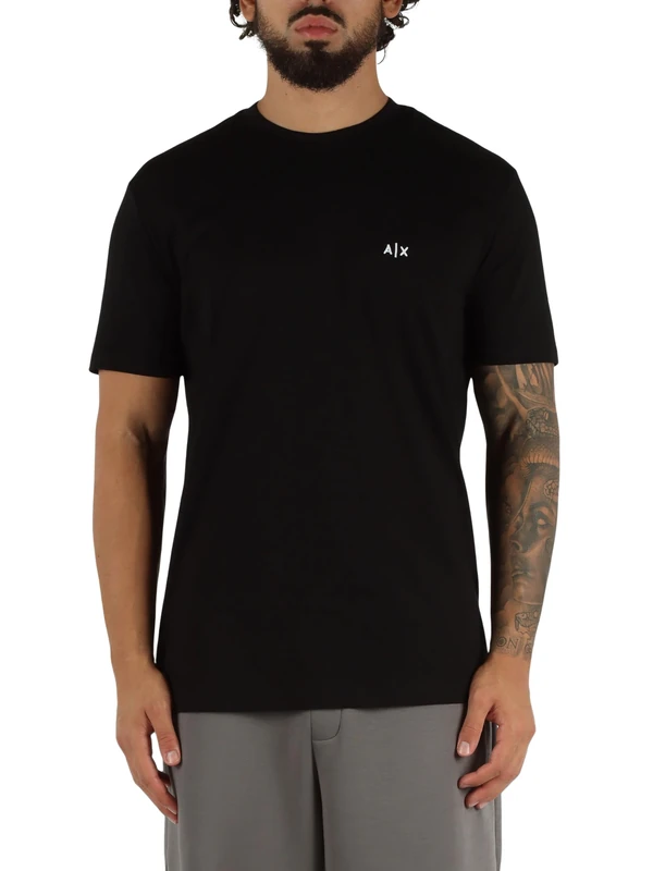 Armani Exchange A|X Tiny AX Logo 100% Cotton Jersey Comfortable T-Shirt Black, XL