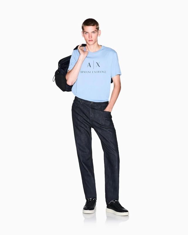 Armani Exchange Men's Essential Side Milano New York Logo Polo Shirt, Black, XXL, Black, XXL