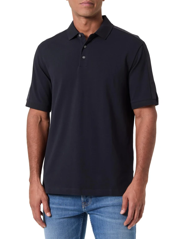 Armani Exchange Men's Essential Short Banded Logo Sleeve Polo Shirt, Blue, L, deep Navy, L - Image 1
