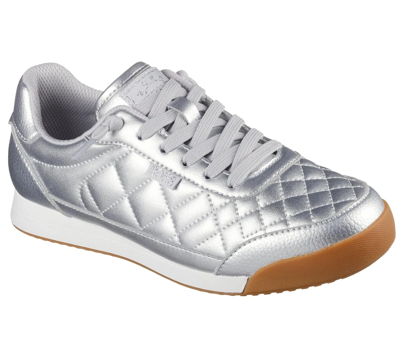 Skechers Women's Bobs Billie Wild Comfort Sneaker, Silver Pu, 4 UK