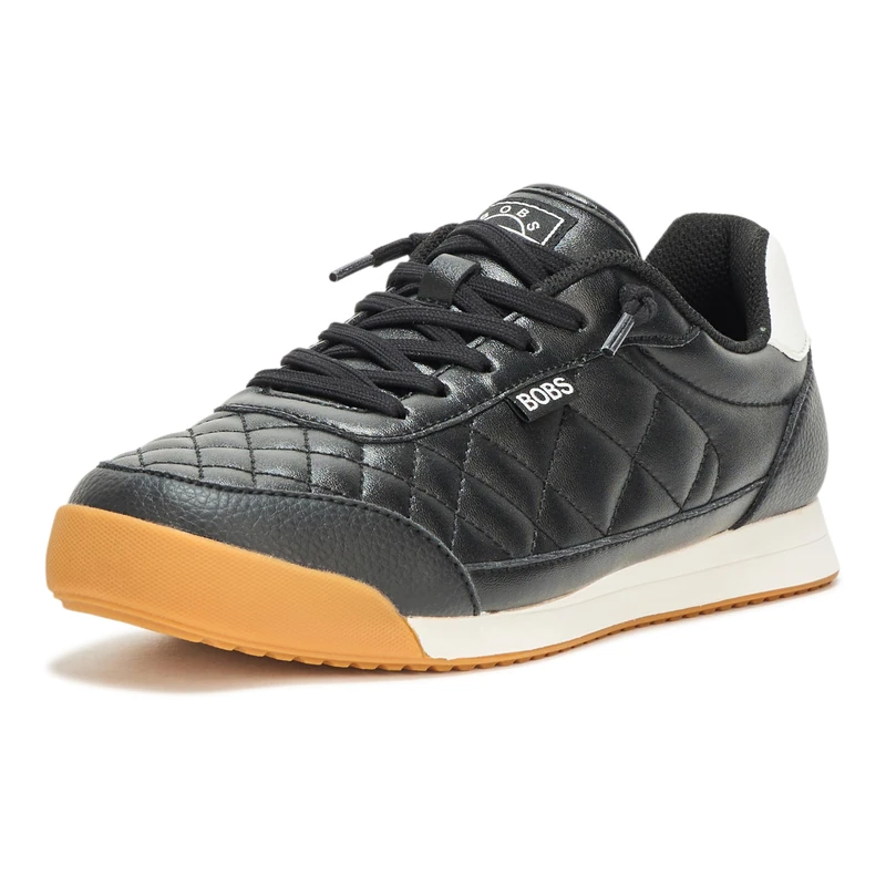 Skechers Women's Bobs Billie Wild Comfort Sneaker, Black Pu, 2.5 UK